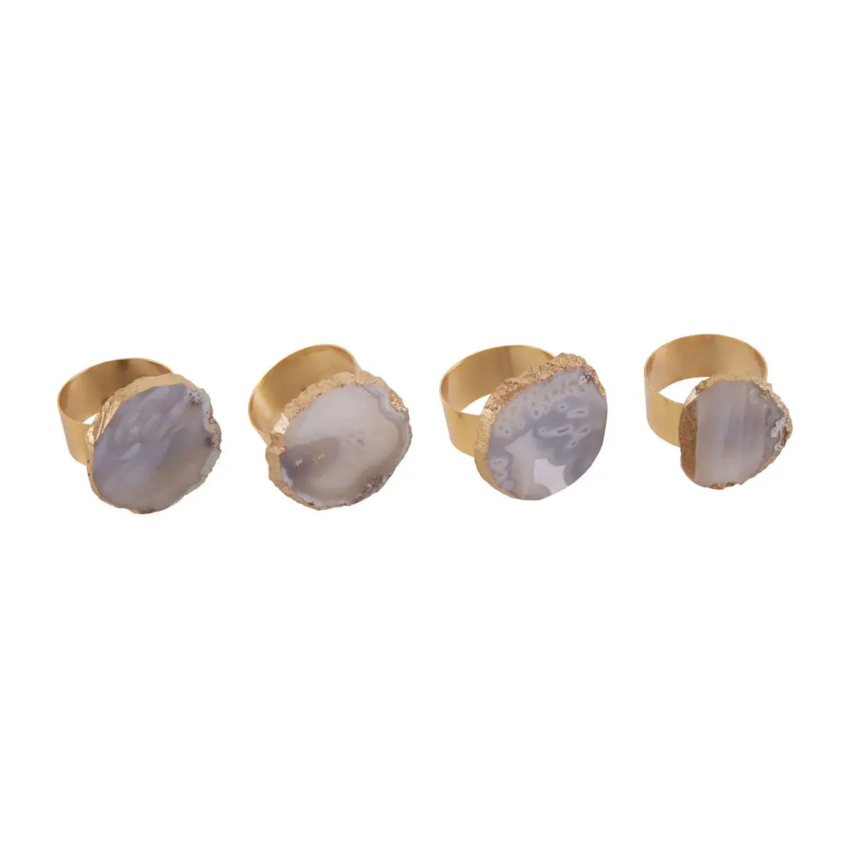 Agate Gold Napkin Rings - Set Of 4 Funky Chunky