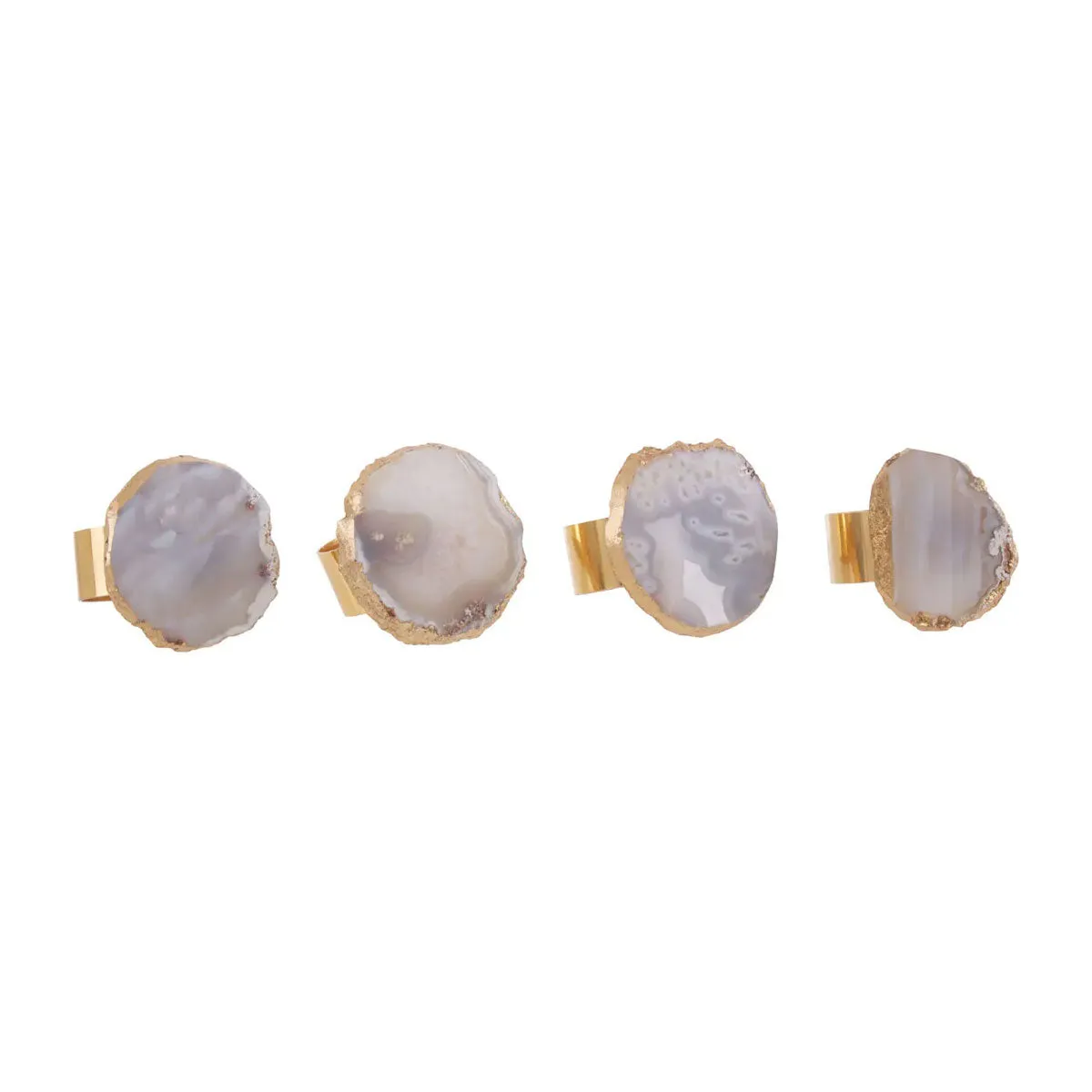 Agate Gold Napkin Rings - Set Of 4 Funky Chunky