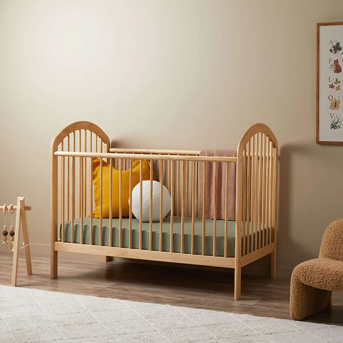 Archie Natural 3-in-1 Cot Conversion Bundle Mocka