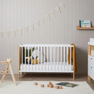 Aspiring Classic Cot - White/Natural Mocka