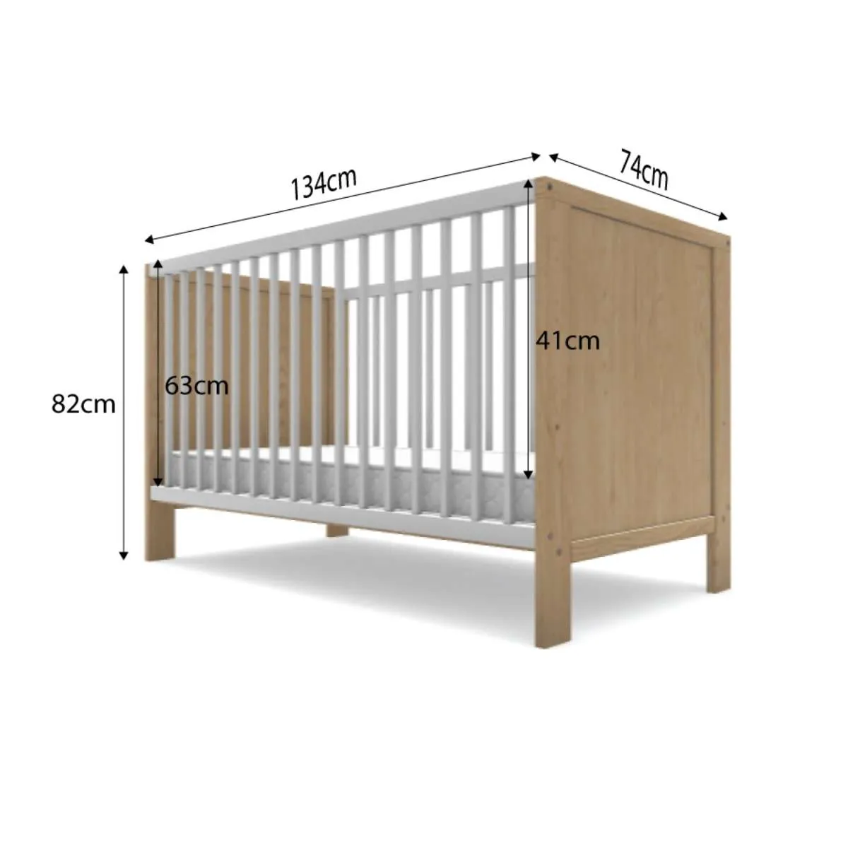 Aspiring Classic Cot - White/Natural Mocka