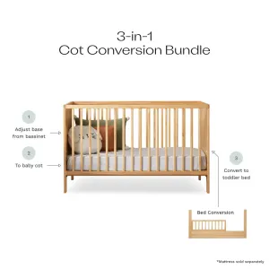 Aspiring Natural 3-in-1 Cot Conversion Bundle Mocka