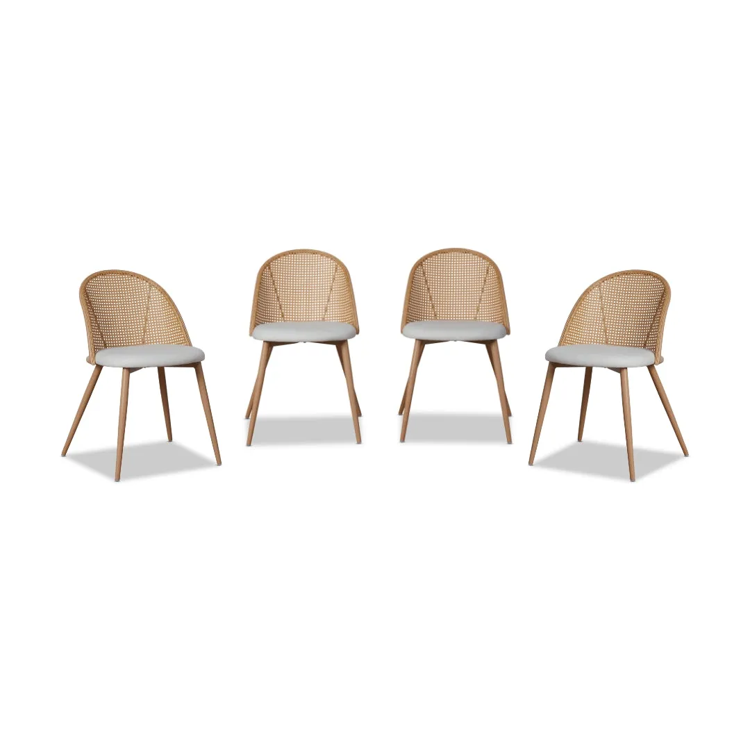 Avila Dining Chair - Natural Set of Four Bundle Mocka