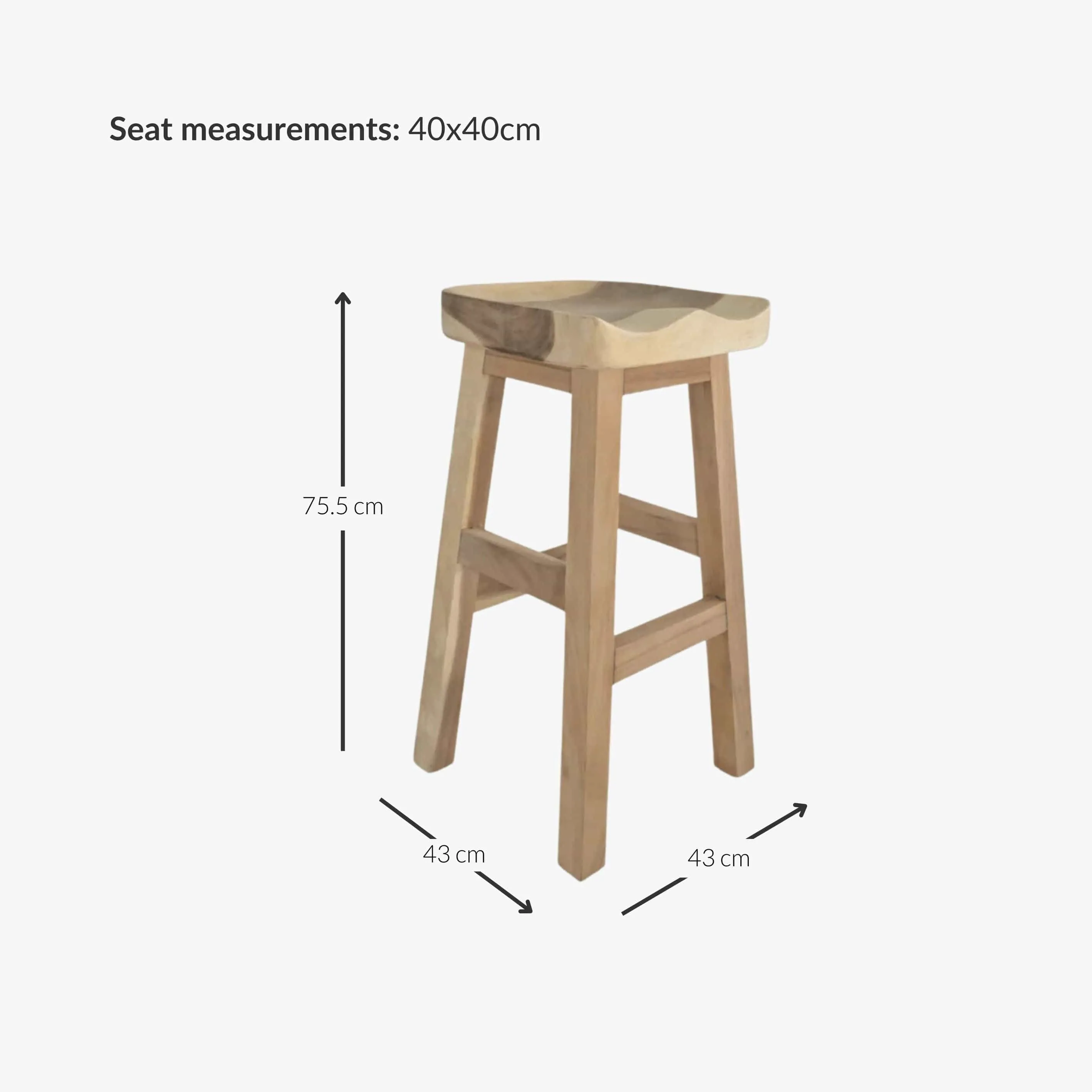 Banjar Bar Stool | 40x40x75cm Zoco Home