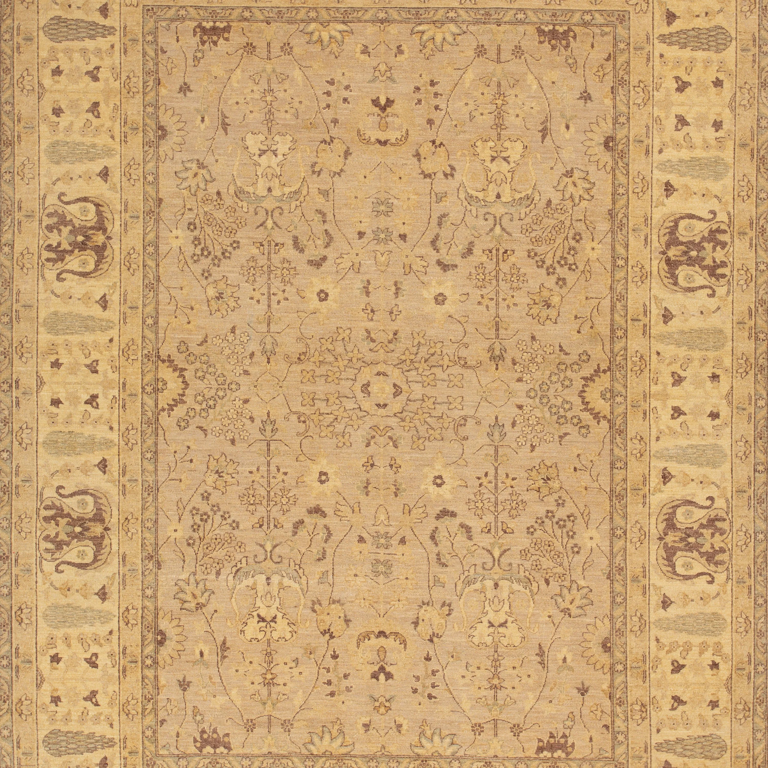 Beige Traditional Wool Rug - 8'10" x 11'7"