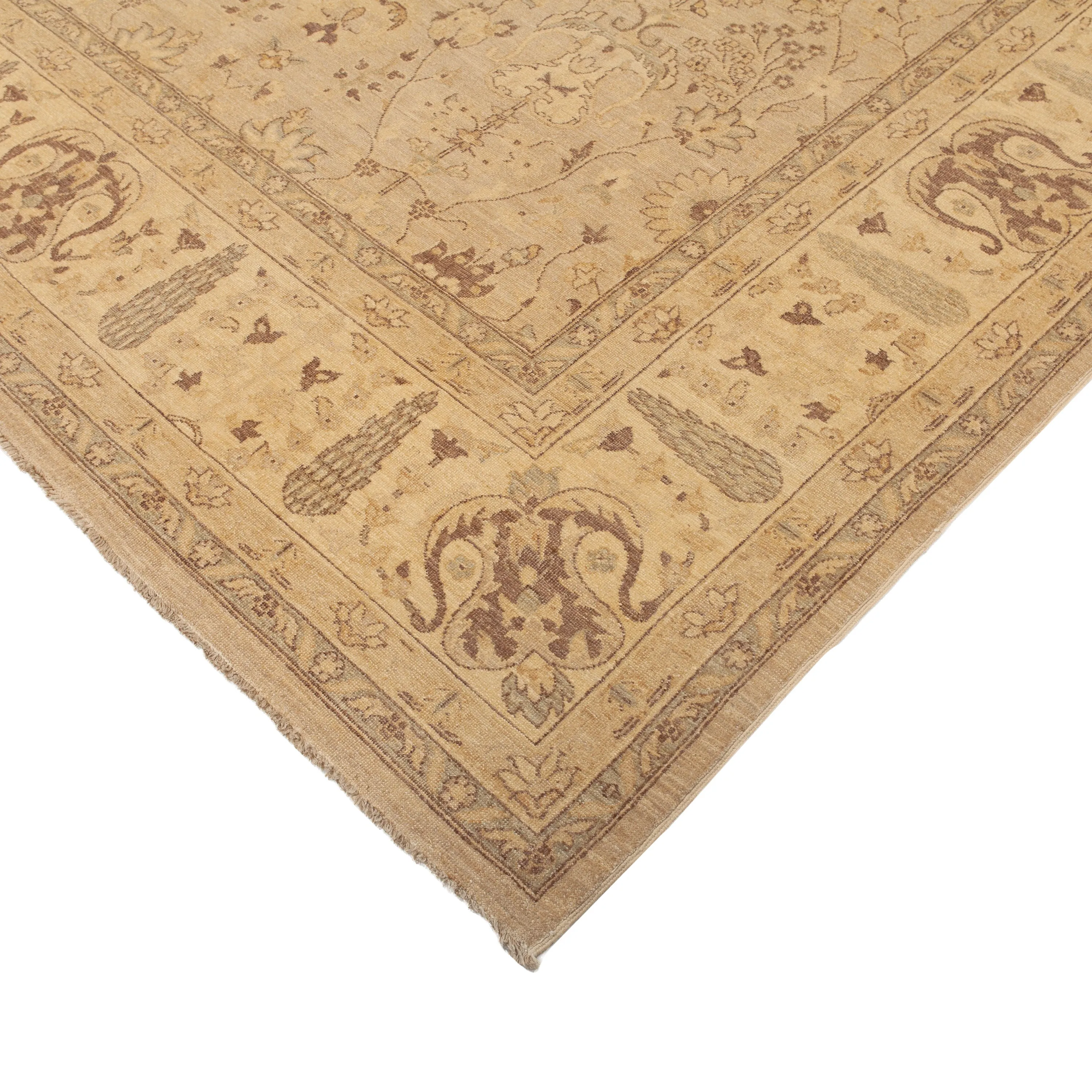 Beige Traditional Wool Rug - 8'10" x 11'7"