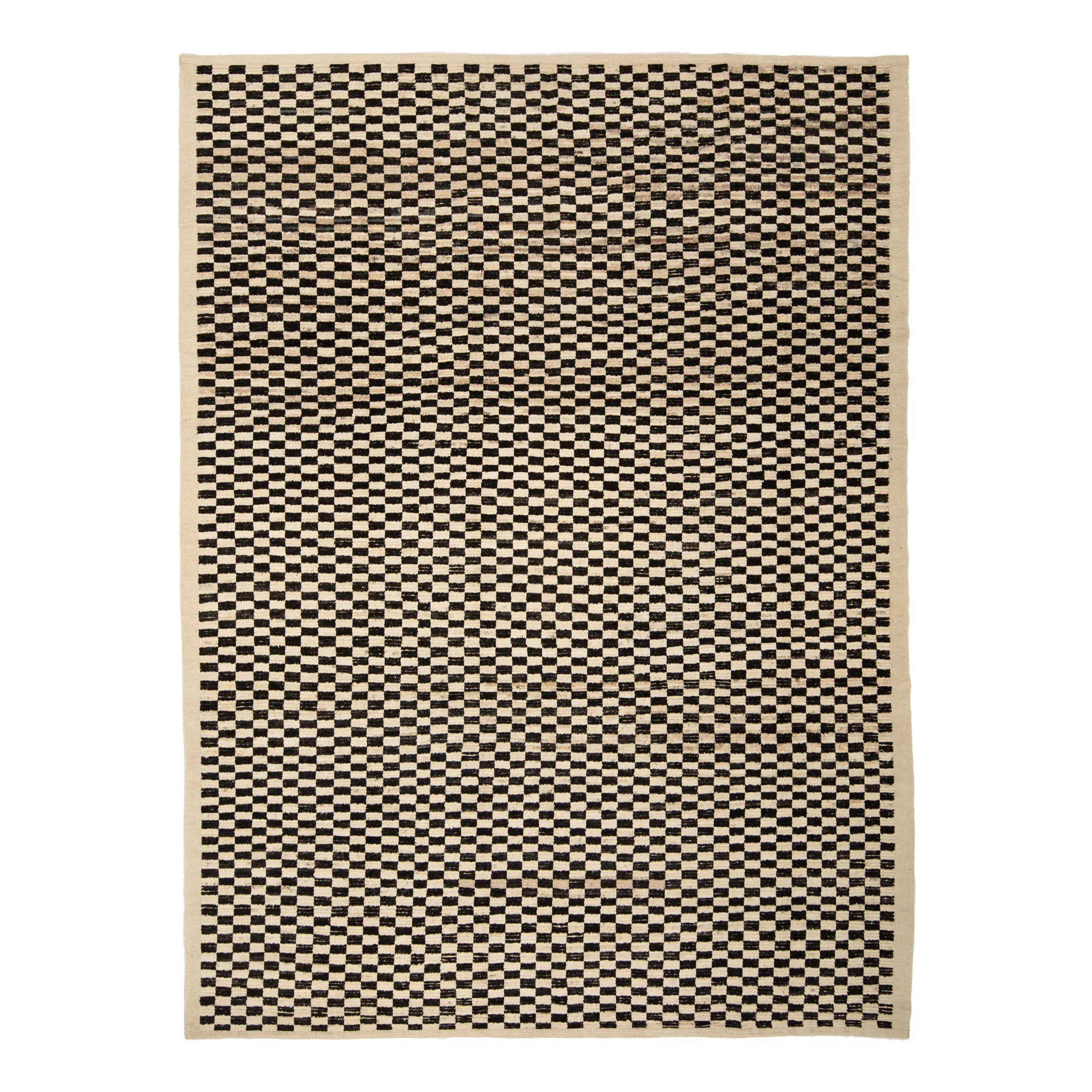 Black & White Zameen Transitional Wool Rug - 9'3" x 12'2"