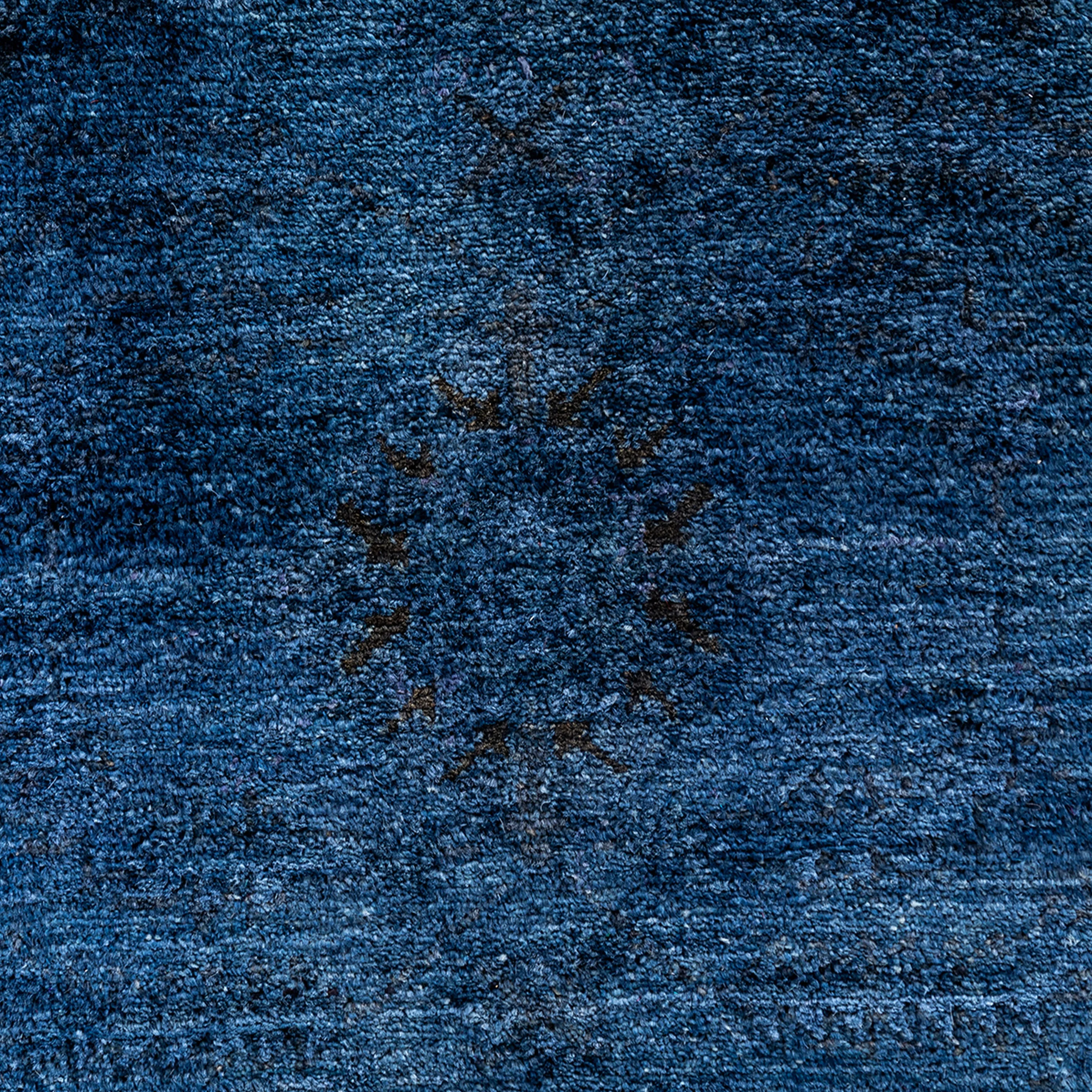 Blue Overdyed Wool Rug - 6'3" x 9'4"