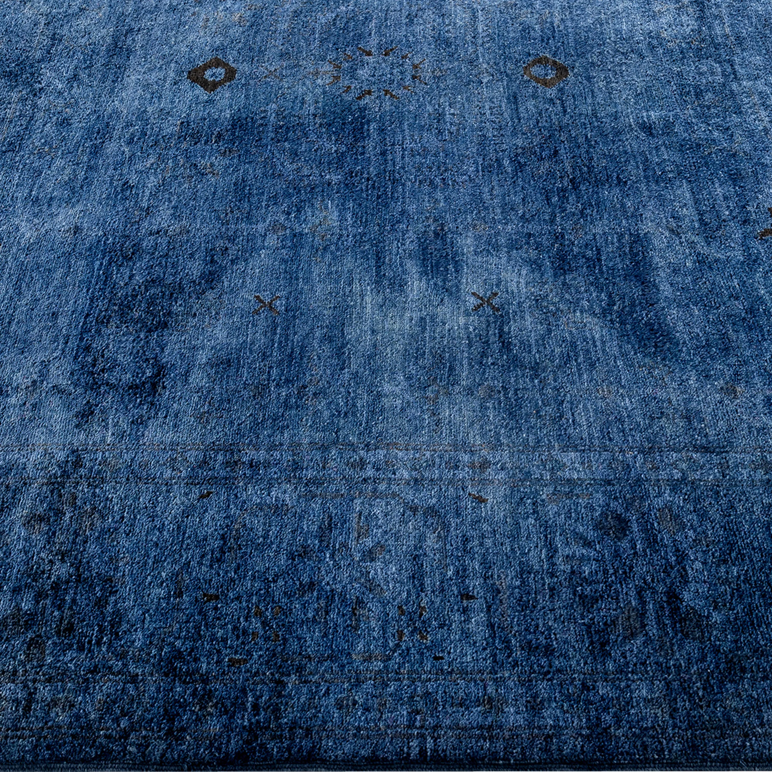 Blue Overdyed Wool Rug - 6'3" x 9'4"