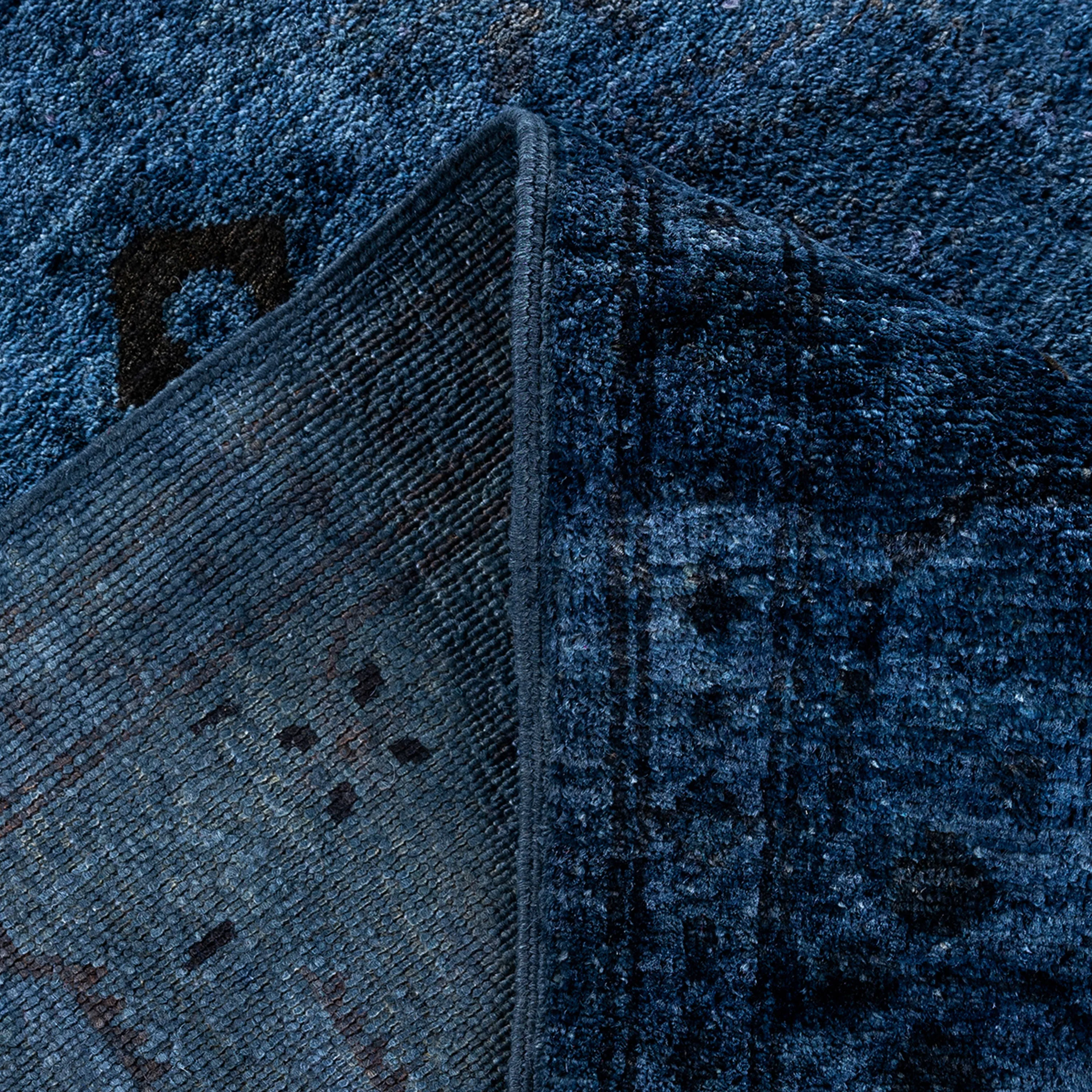 Blue Overdyed Wool Rug - 6'3" x 9'4"