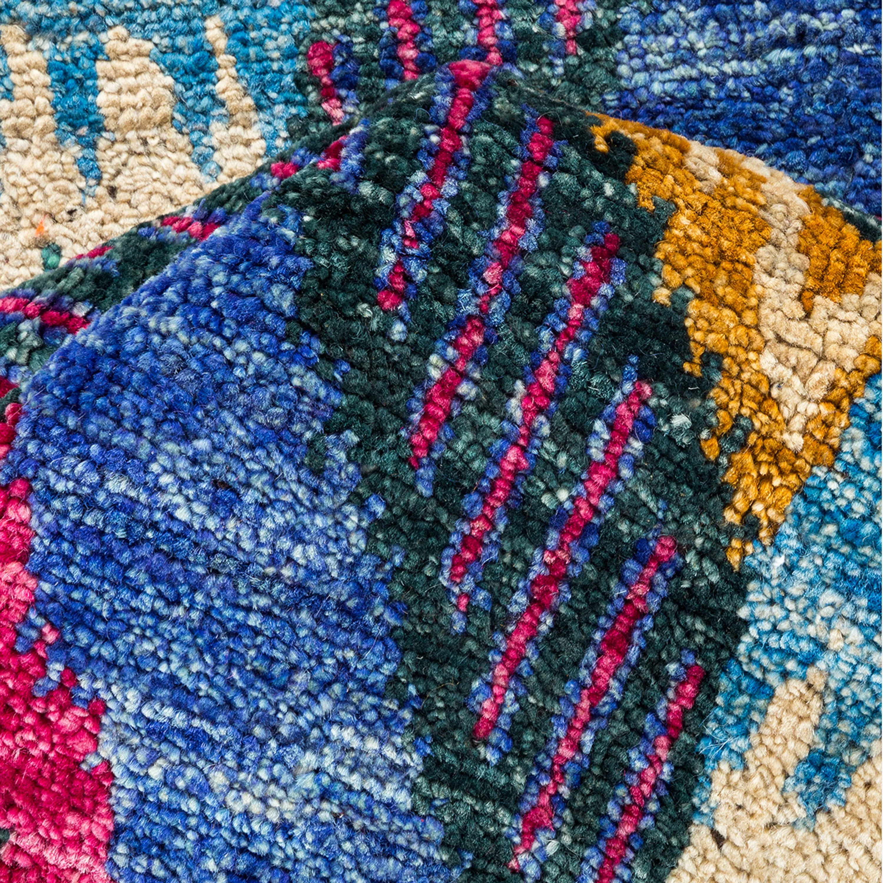 Blue Traditional Wool Runner - 4' 1" x 10' 1"
