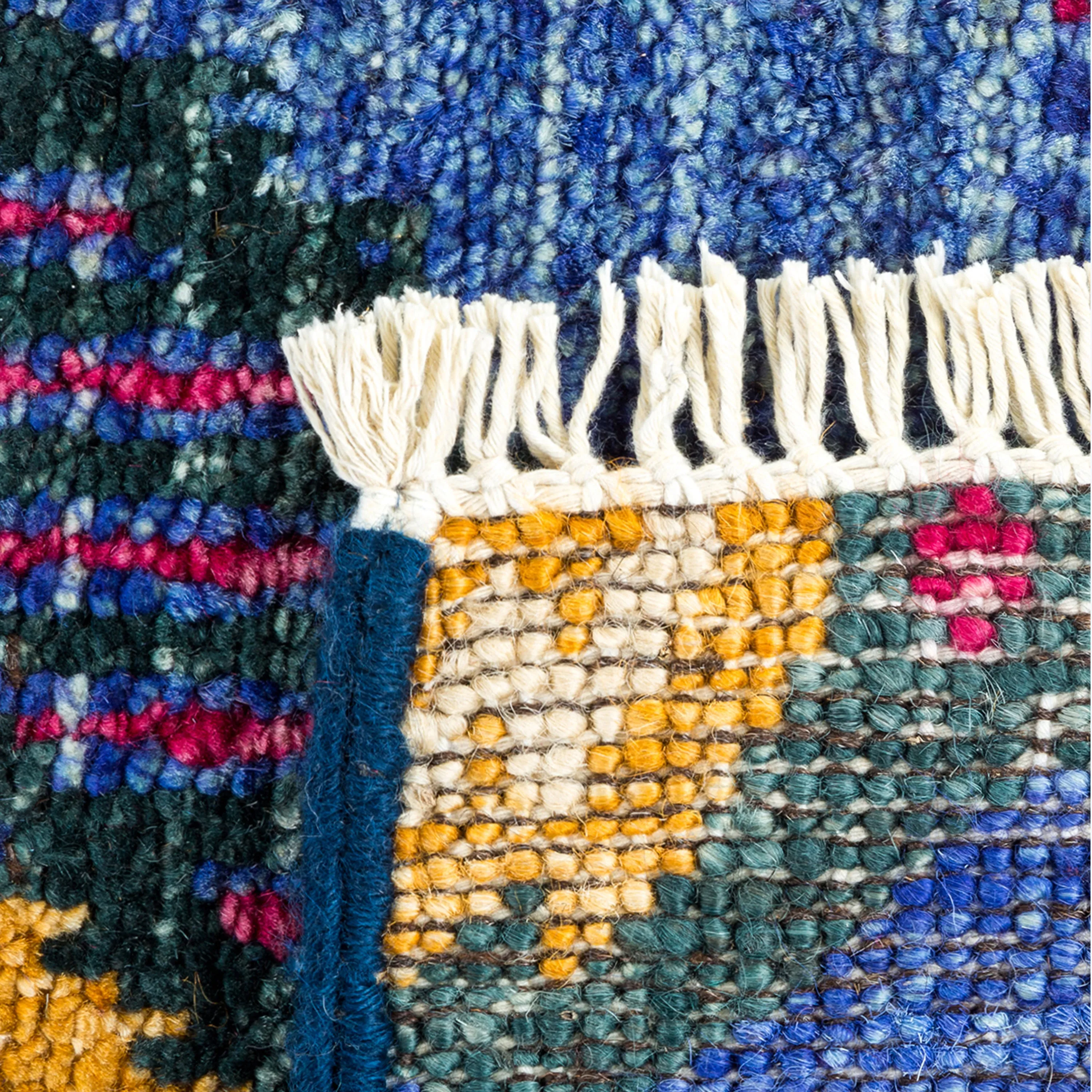 Blue Traditional Wool Runner - 4' 1" x 10' 1"