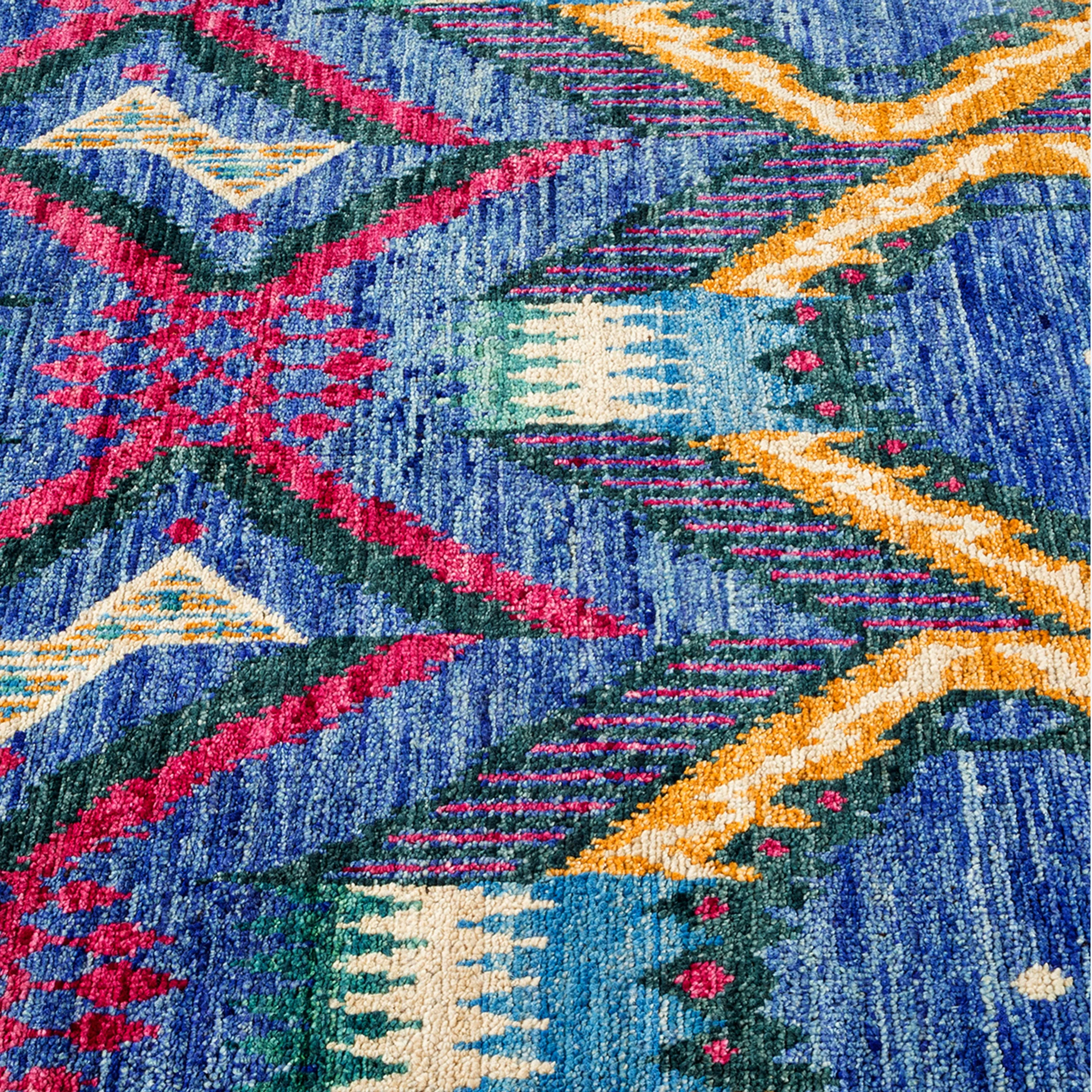 Blue Traditional Wool Runner - 4' 1" x 10' 1"