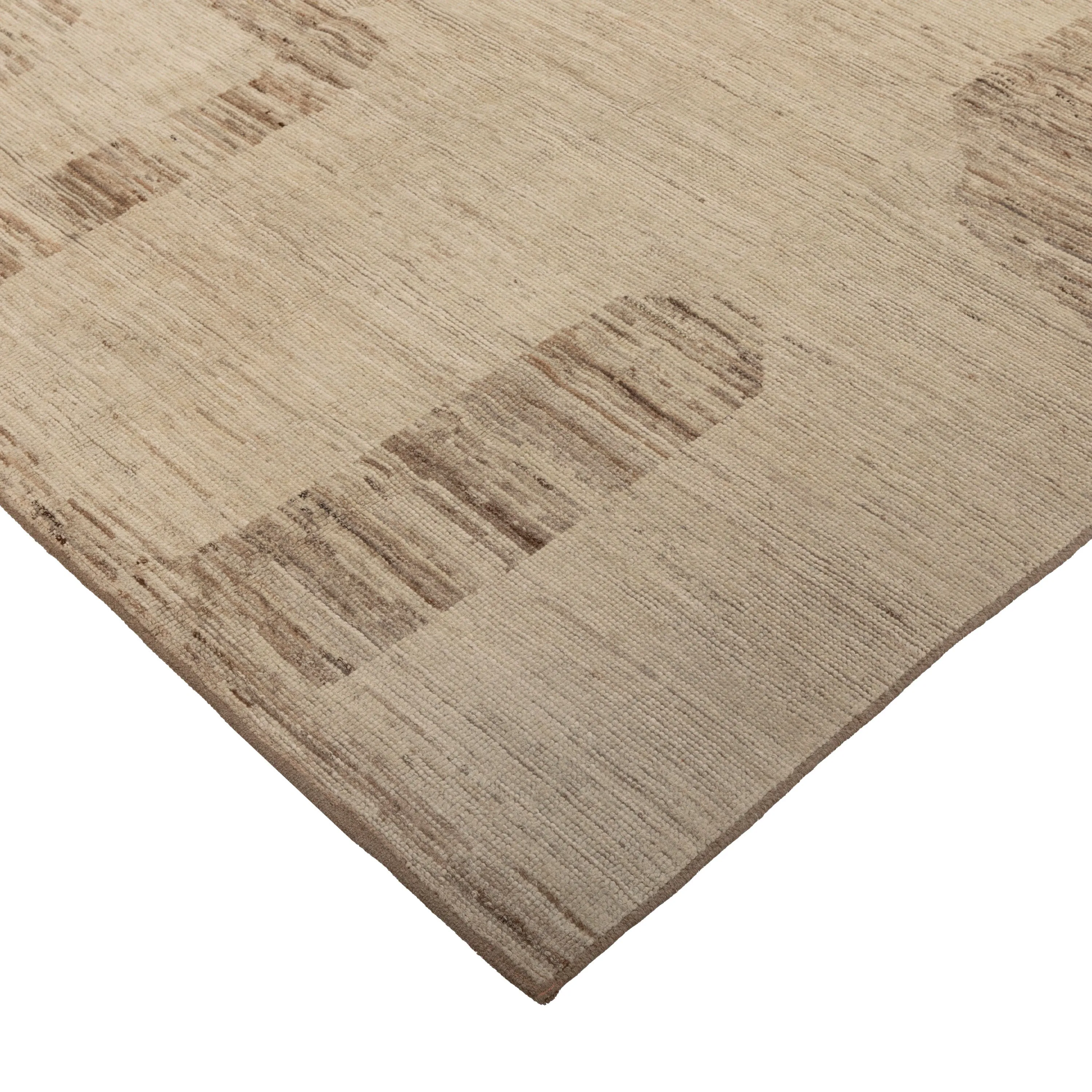Brown & Cream Zameen Modern Wool Rug - 5'11" x 9'4"