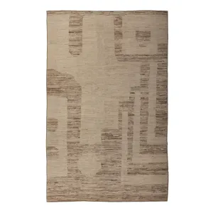 Brown & Cream Zameen Modern Wool Rug - 5'11" x 9'4"