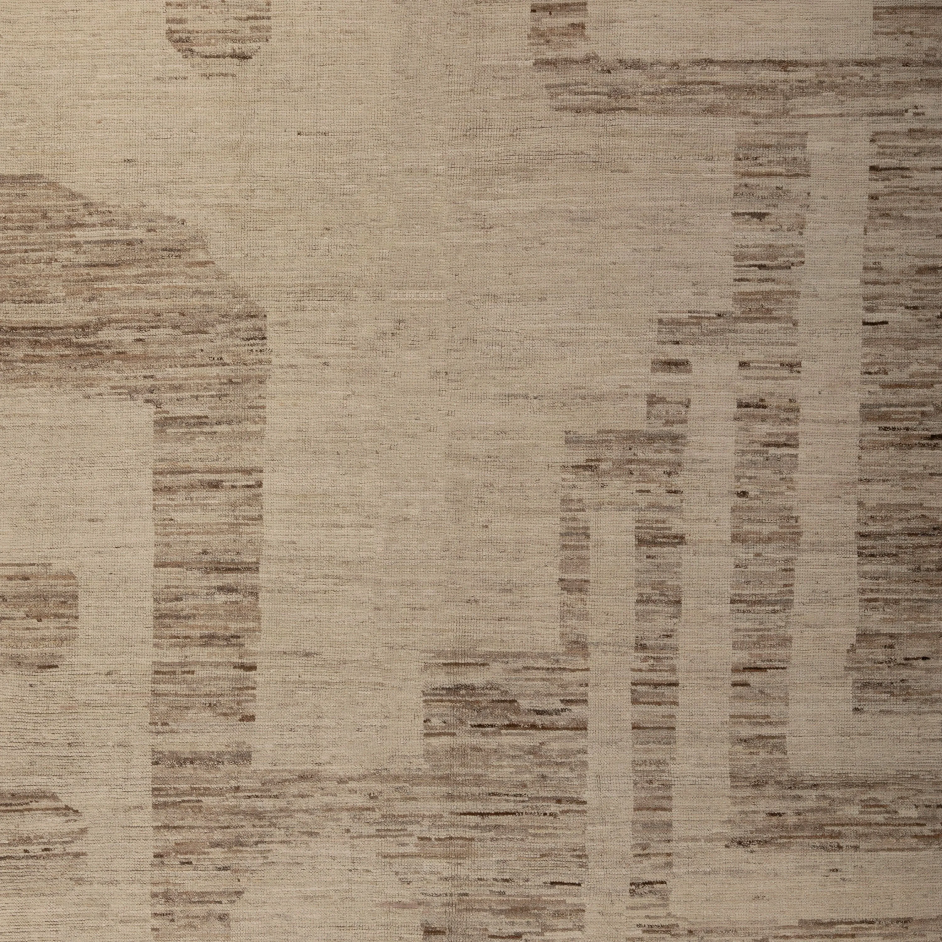 Brown & Cream Zameen Modern Wool Rug - 5'11" x 9'4"