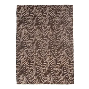 Brown Contemporary Wool Silk Blend Rug - 9' x 12'