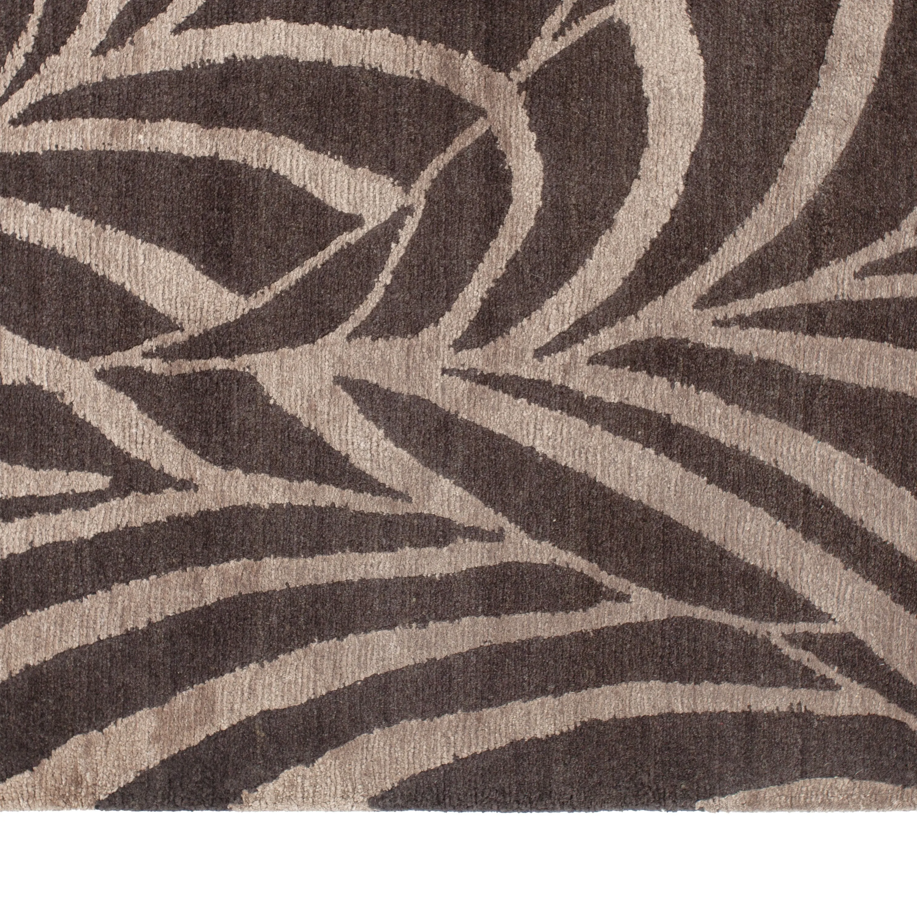 Brown Contemporary Wool Silk Blend Rug - 9' x 12'
