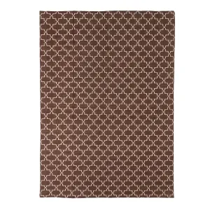 Brown Geometric Dhurrie Cotton Rug - 8'10" x 11'10"