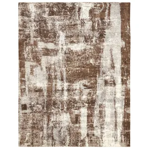 Brown Modern Wool Silk Blend Rug - 7'11"x 10'