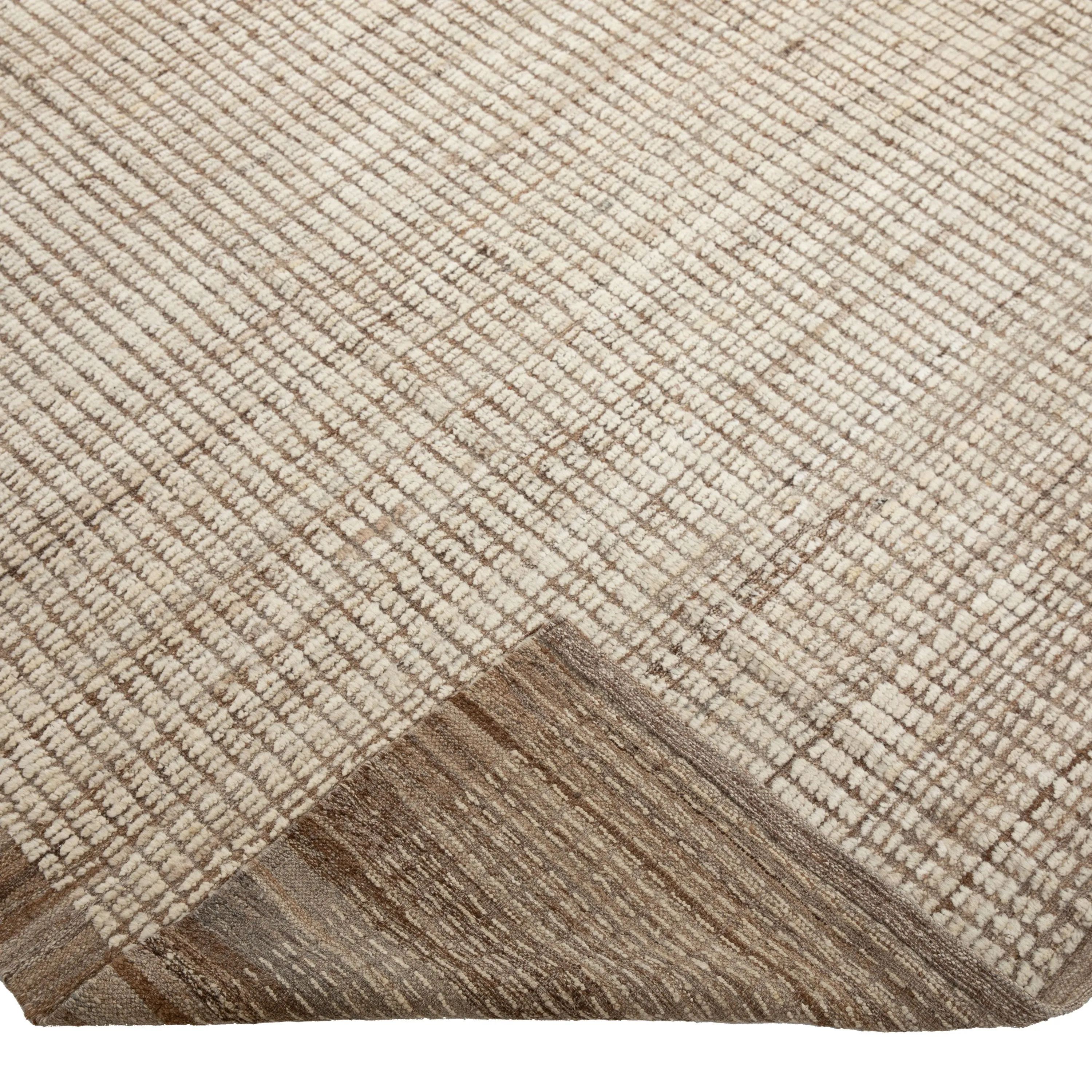 Brown Zameen Transitional Wool Rug - 9' x 10'9"