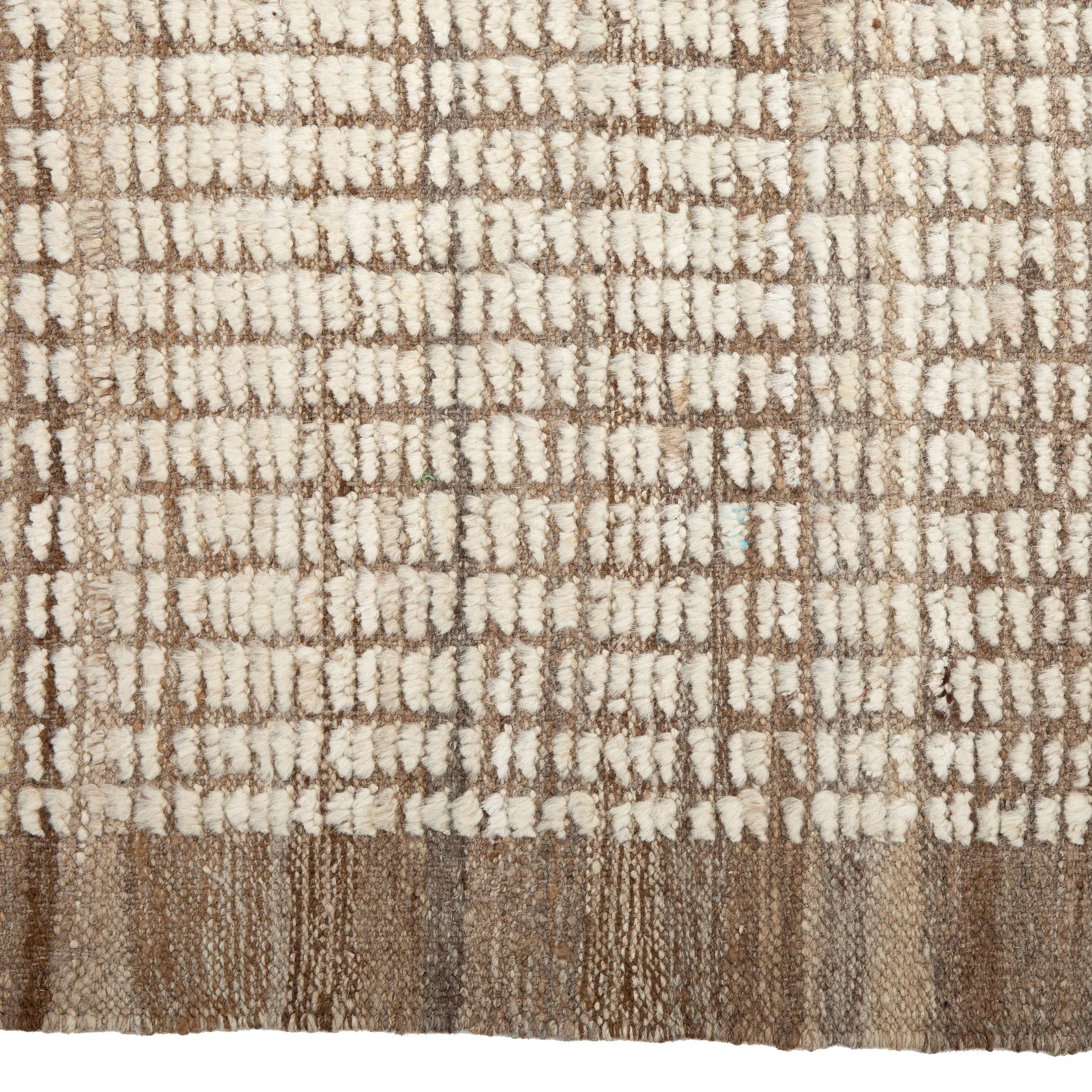 Brown Zameen Transitional Wool Rug - 9' x 10'9"