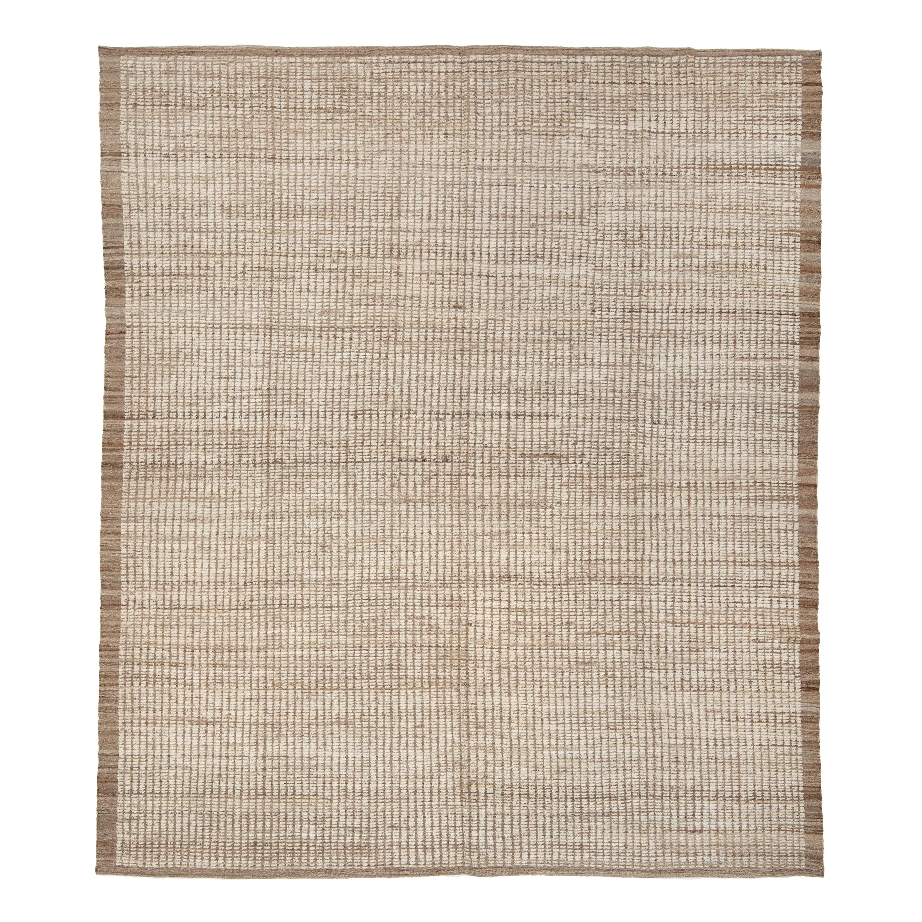Brown Zameen Transitional Wool Rug - 9' x 10'9"