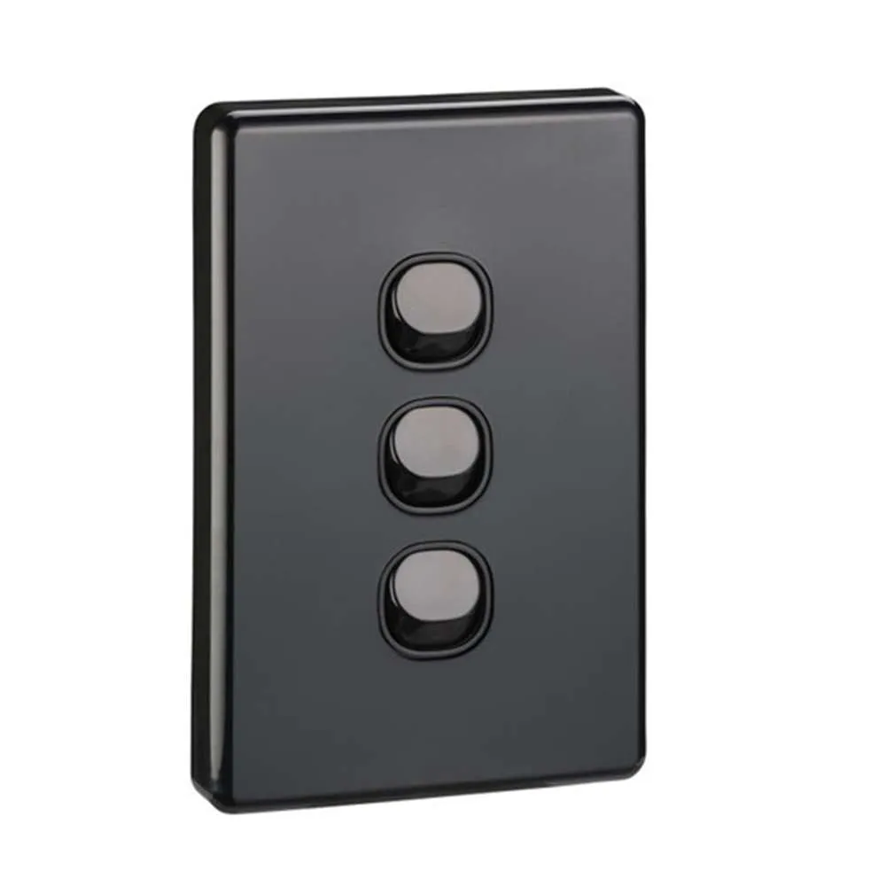 Classic 3 Gang Switch 10A Matt Black