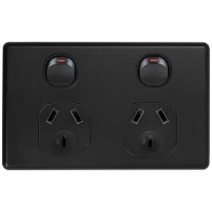 Classic Double GPO 10A Matt Black