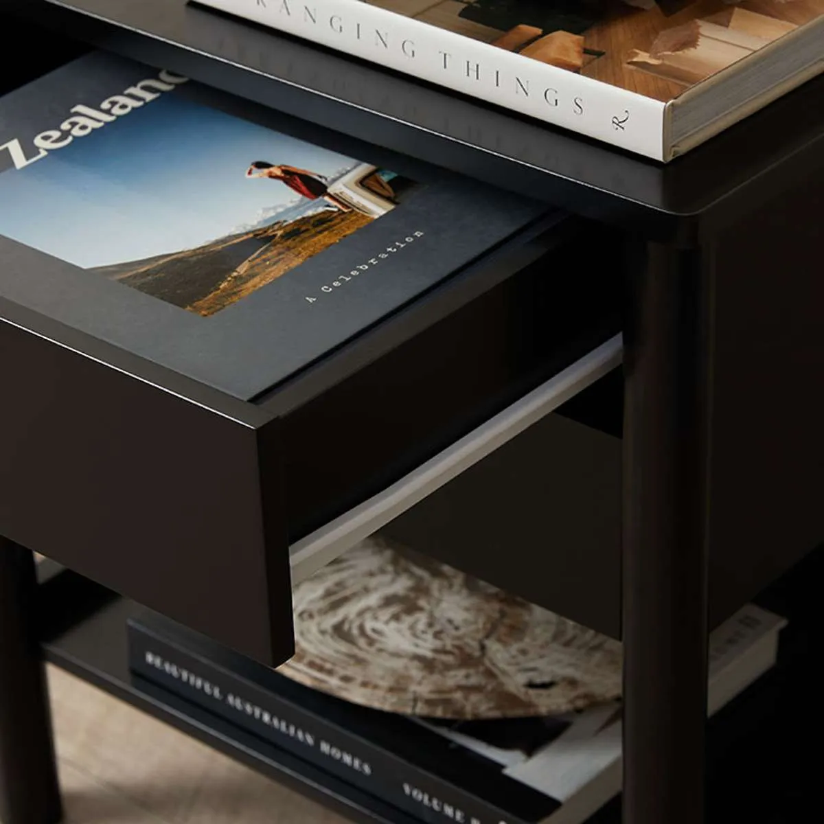 Delaney Bedside Table - Black Mocka
