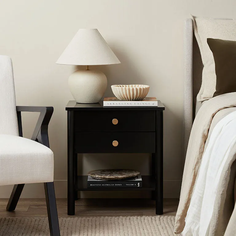 Delaney Bedside Table - Black Mocka