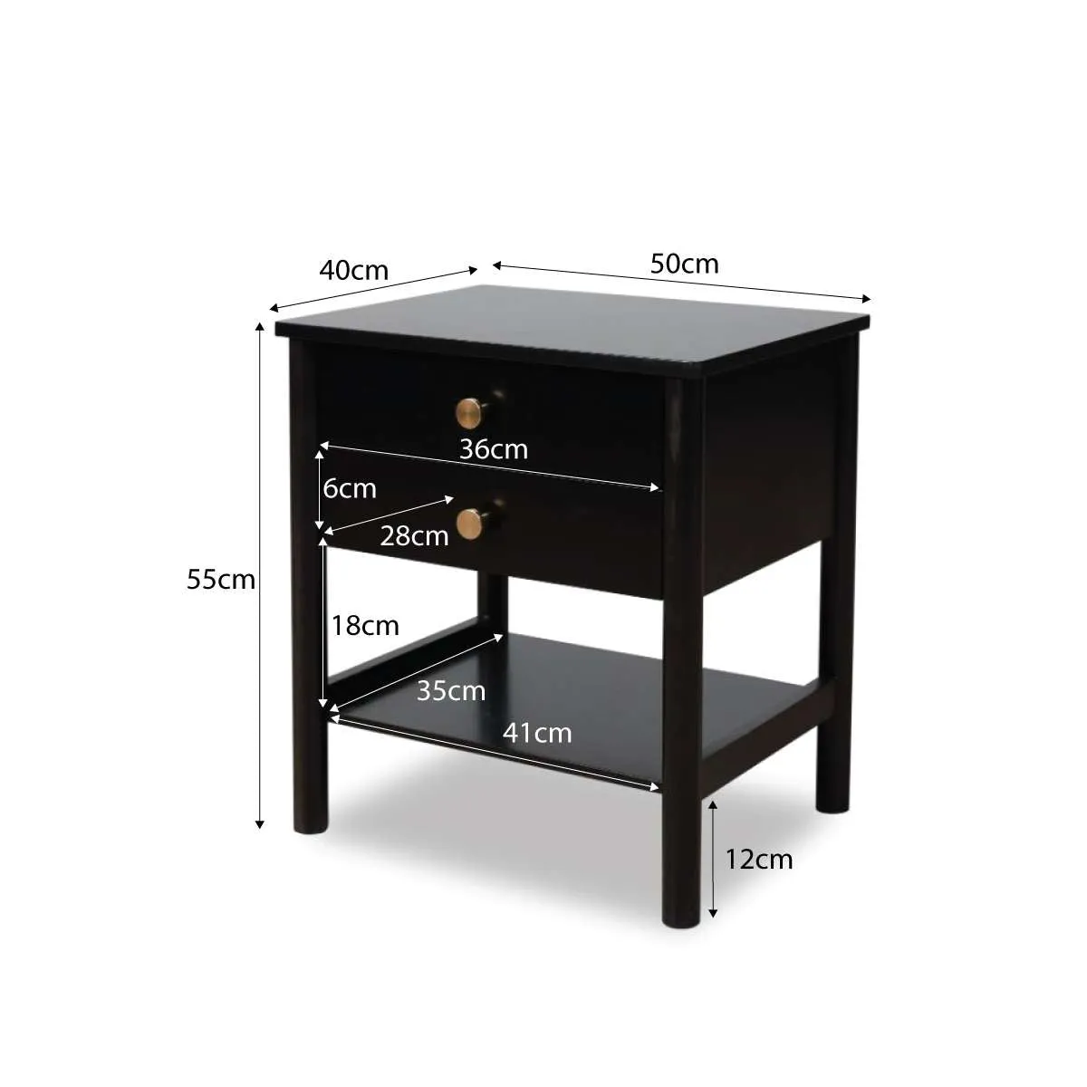 Delaney Bedside Table - Black Mocka
