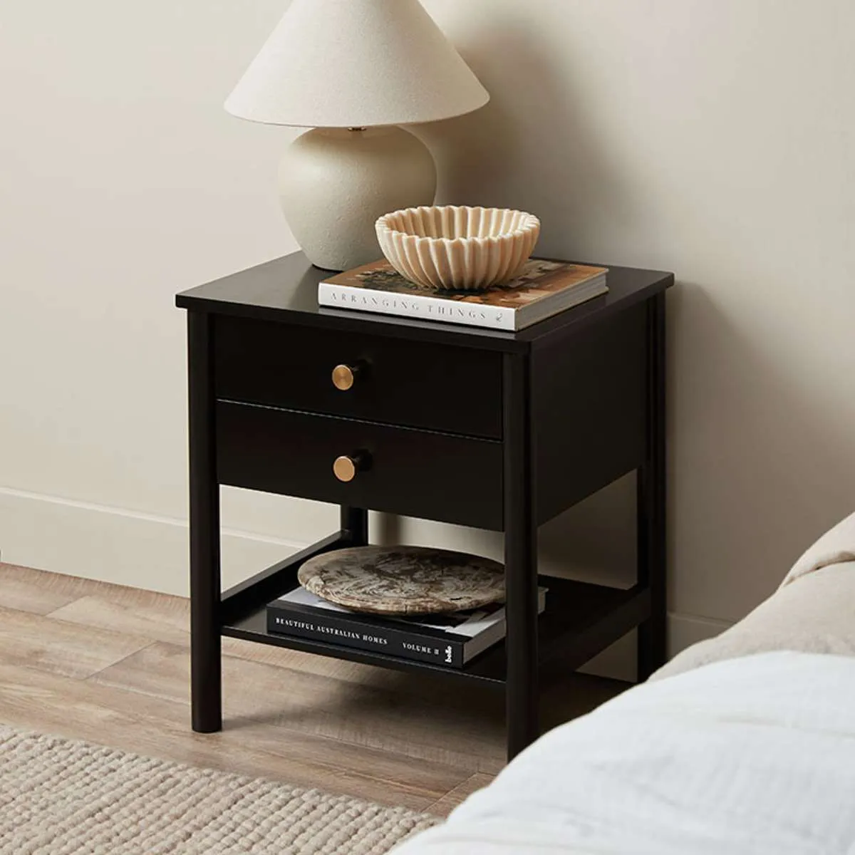 Delaney Bedside Table - Black Mocka
