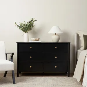 Delaney Six Drawer - Black Mocka