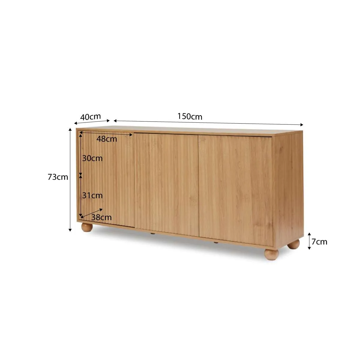 Deven Ball Feet Buffet - Natural Mocka