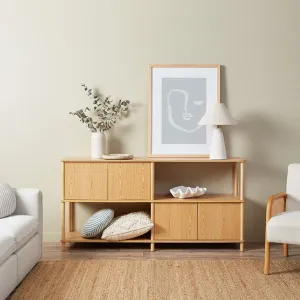 Eden Low Shelf With Storage - Natural Mocka
