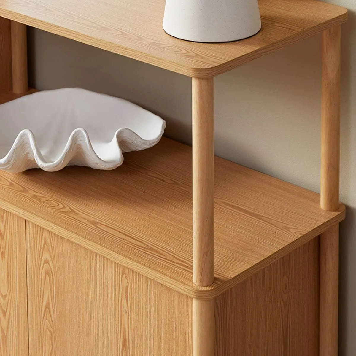Eden Low Shelf With Storage - Natural Mocka