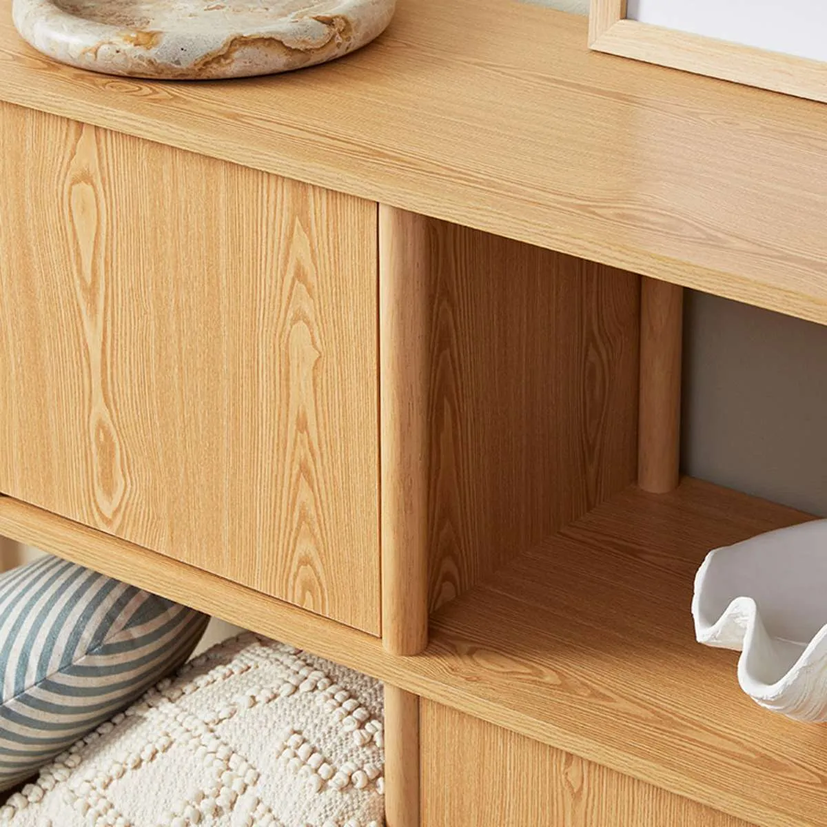 Eden Low Shelf With Storage - Natural Mocka