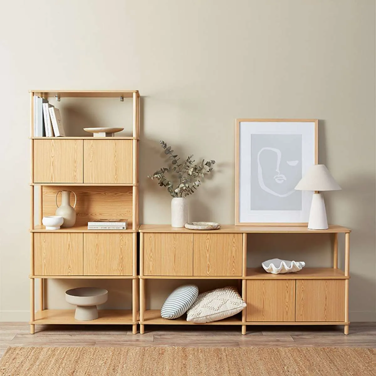 Eden Low Shelf With Storage - Natural Mocka