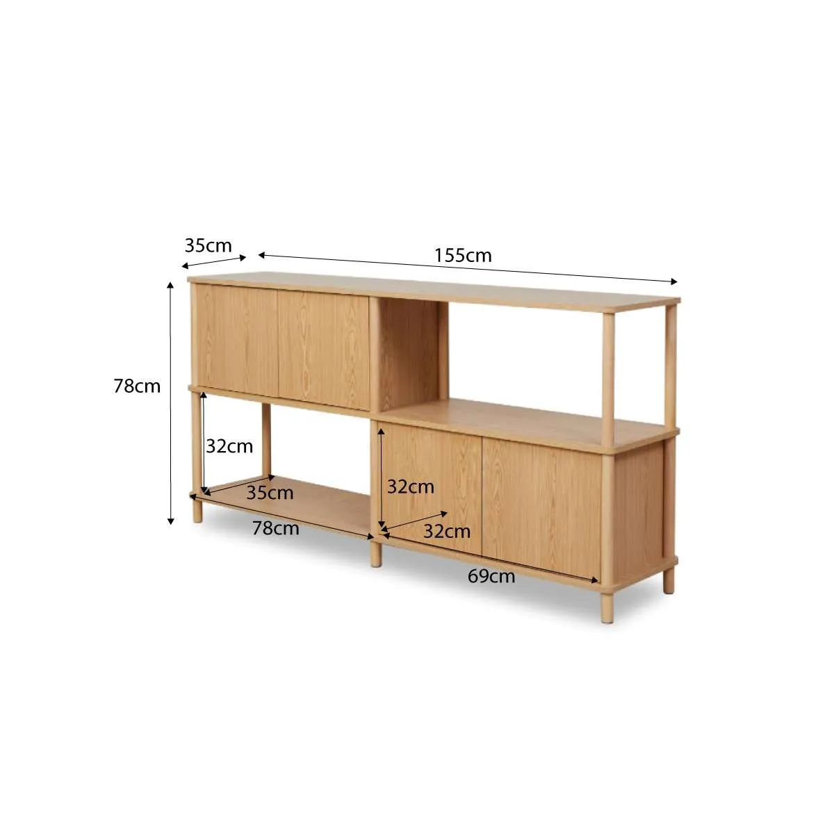 Eden Low Shelf With Storage - Natural Mocka