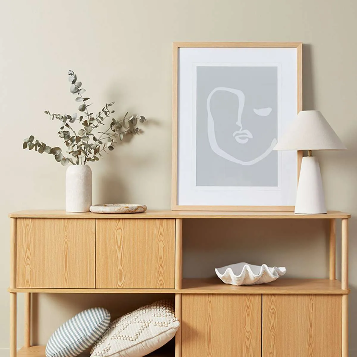 Eden Low Shelf With Storage - Natural Mocka