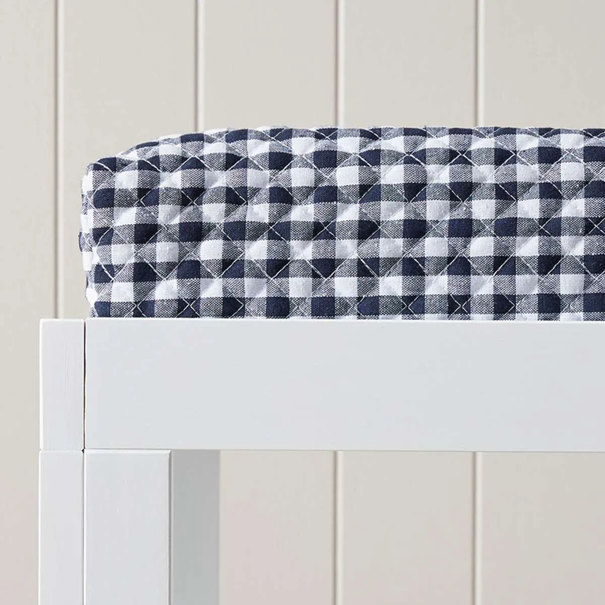 Gingham Waterproof Change Mat Cover - Navy Mocka