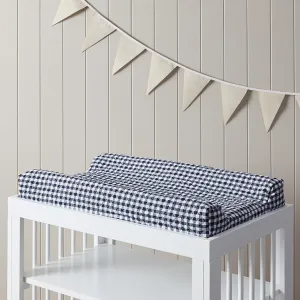 Gingham Waterproof Change Mat Cover - Navy Mocka