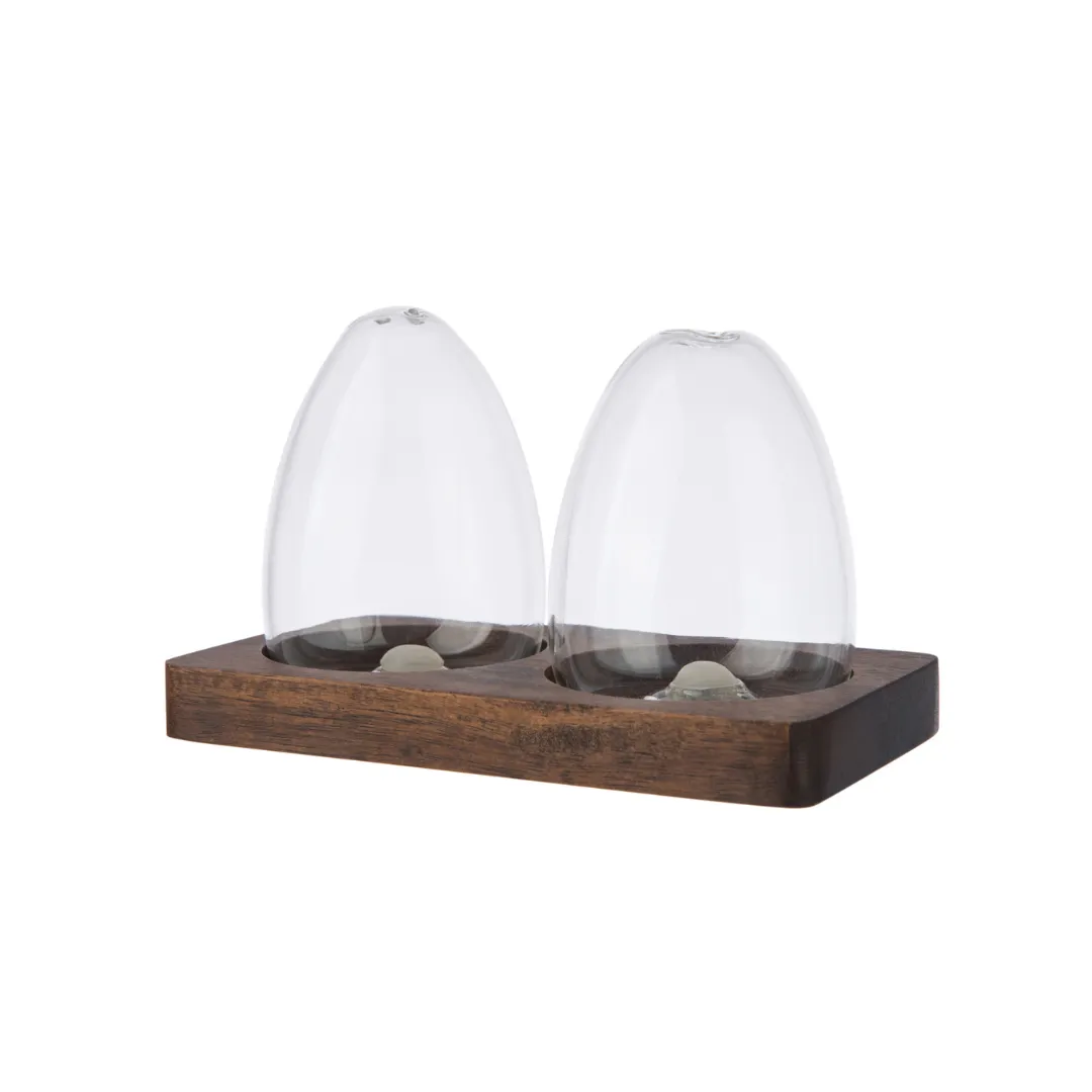 Glass Salt And Pepper Set With Tray Funky Chunky