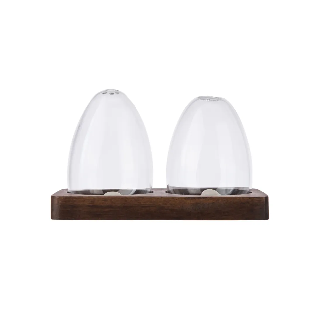 Glass Salt And Pepper Set With Tray Funky Chunky