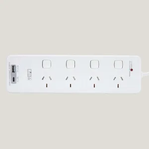 HPM 4-Way Switched Power Board Surge Protection & USB Ports