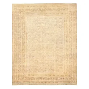 Ivory Antique Persian Tabriz Rug - 13'7" x 16'7"