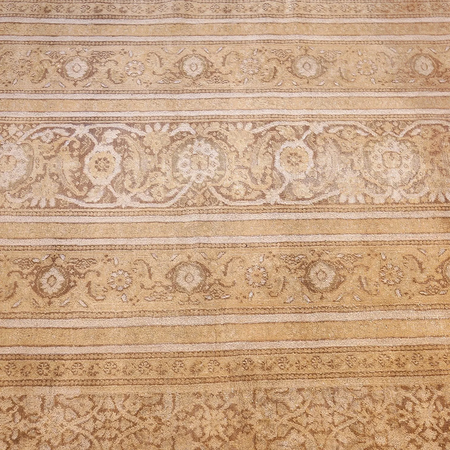 Ivory Antique Persian Tabriz Rug - 13'7" x 16'7"