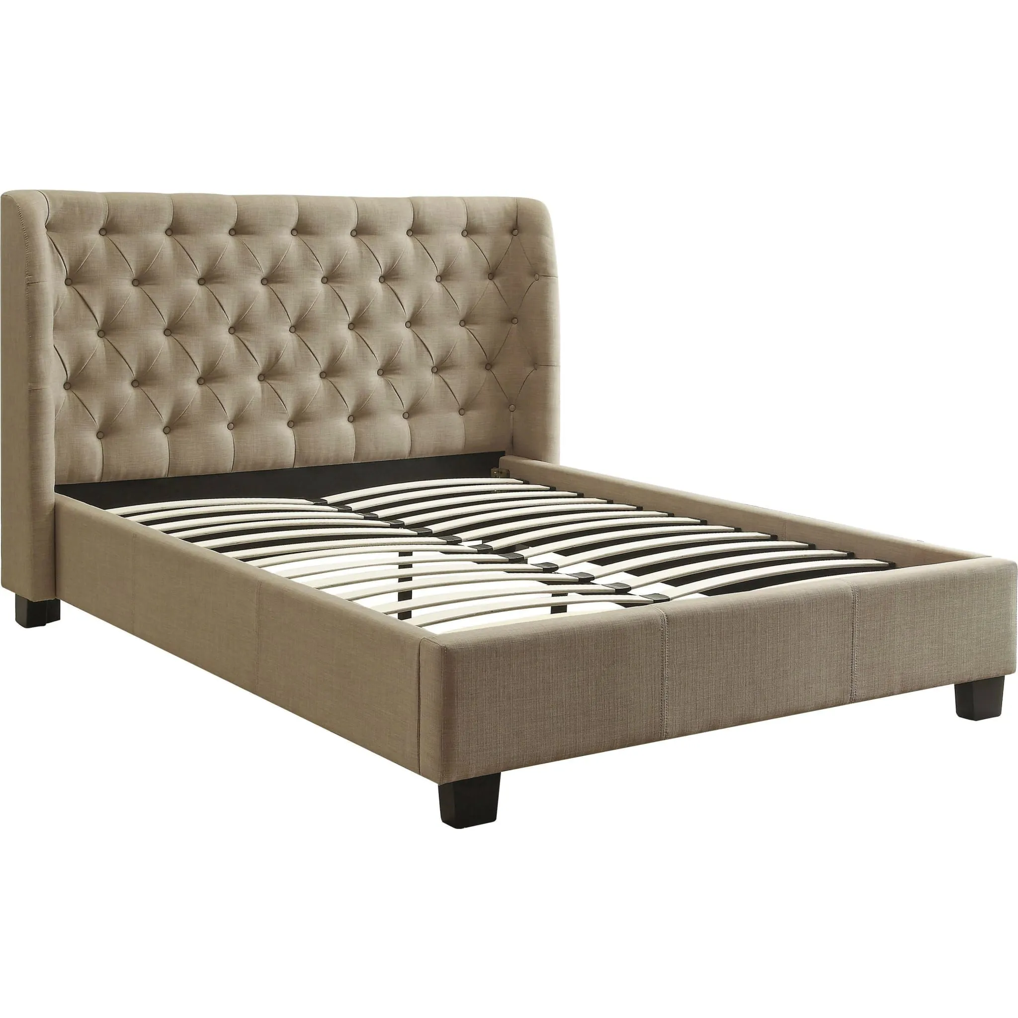 Levi Tufted Platform Bed in Toast Linen Modus