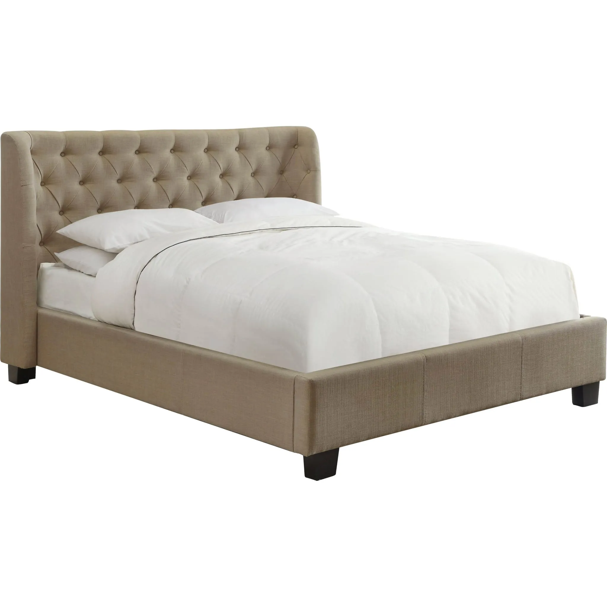 Levi Tufted Platform Bed in Toast Linen Modus